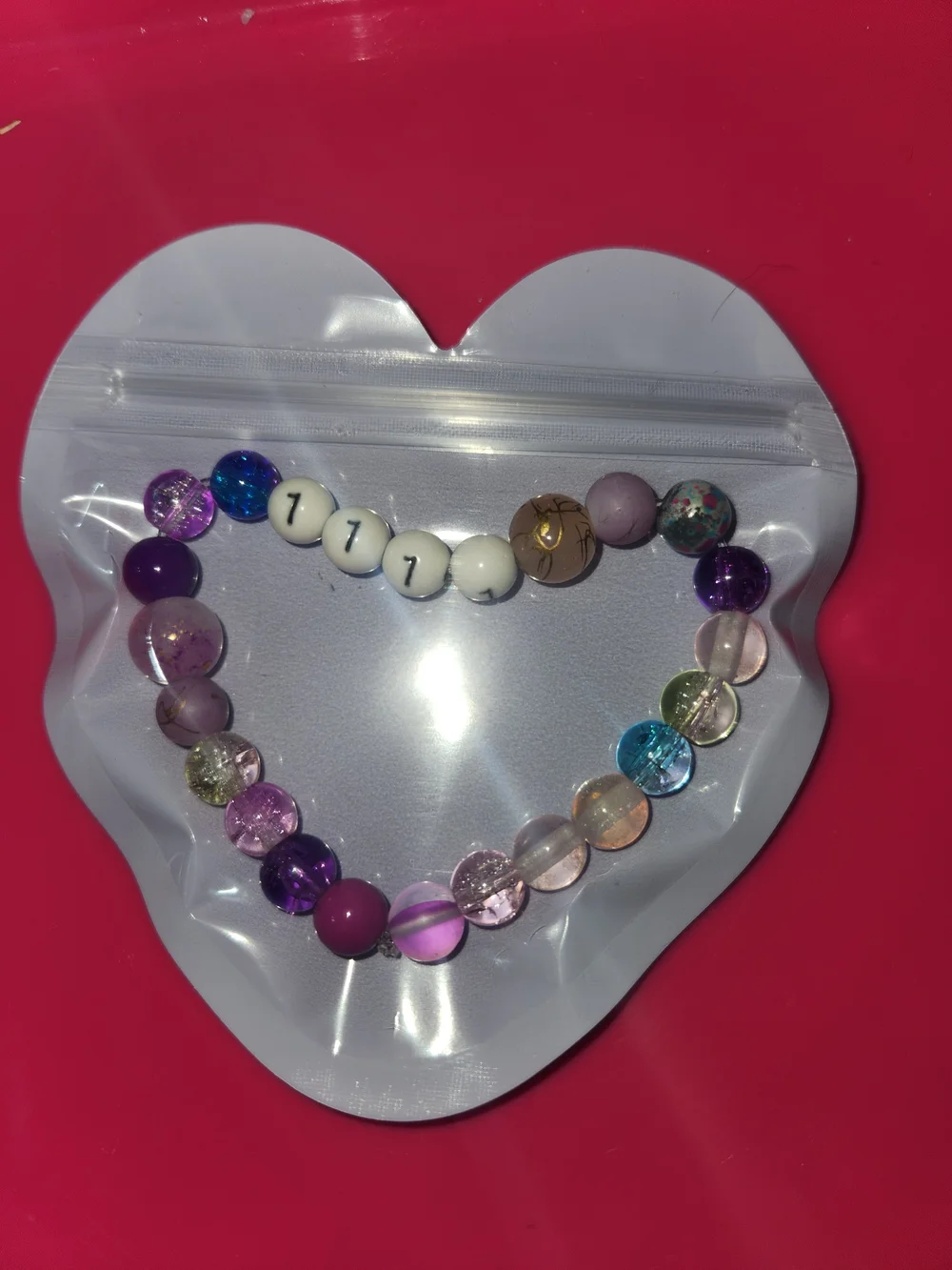 Handmade Multicolor Beaded Bracelet with White Number Accent